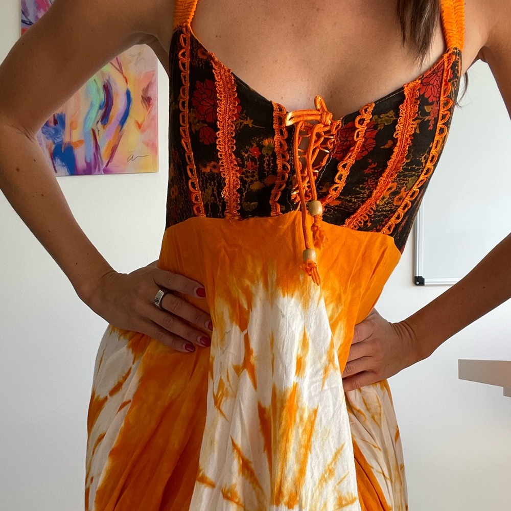 Orange vintage tie dye dress size small